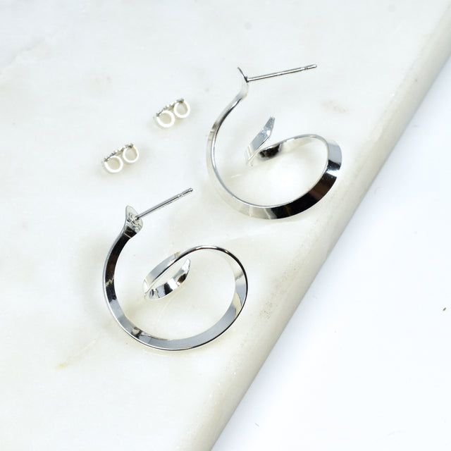 Small Sterling Silver Drop Twist Earrings