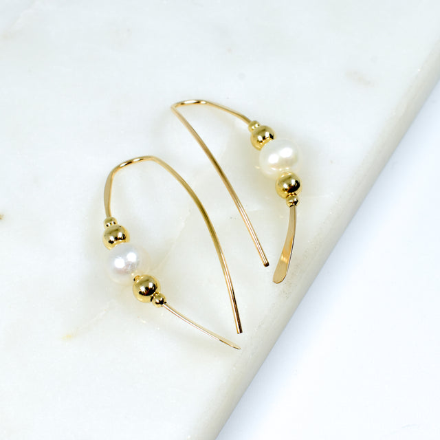 Gold Fill Earring With Pearl