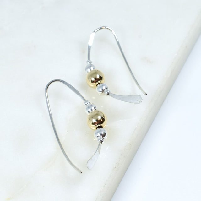 Sterling Silver Earring With Gold Ball Accent