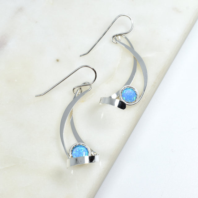 Sterling Silver Earring With Opal Accent