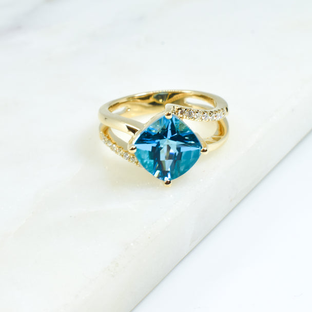 Swiss Topaz and Diamond Ring