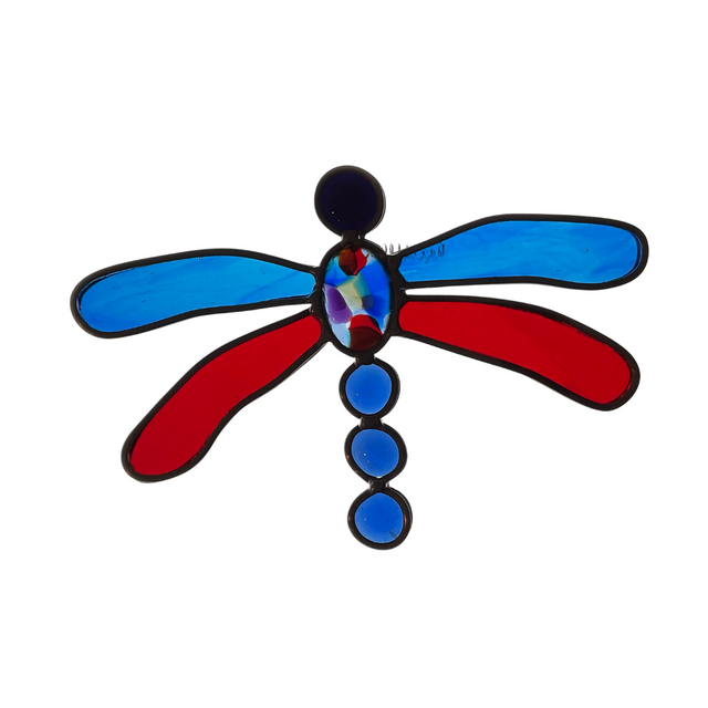 Blue and Red Dragonfly Garden Stake