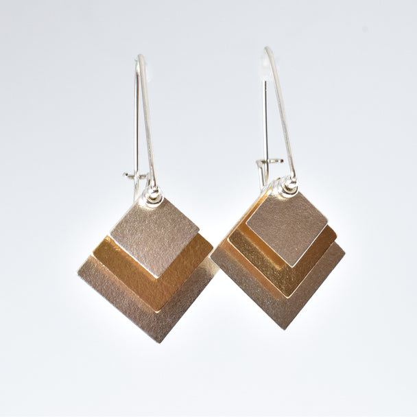 Three Disc Mixed Metal Earring