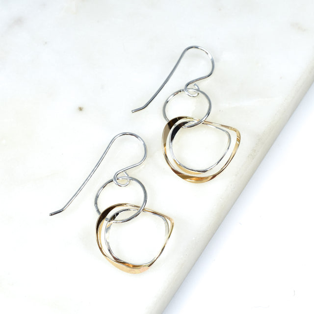 Mixed Metal Double Drop Earring