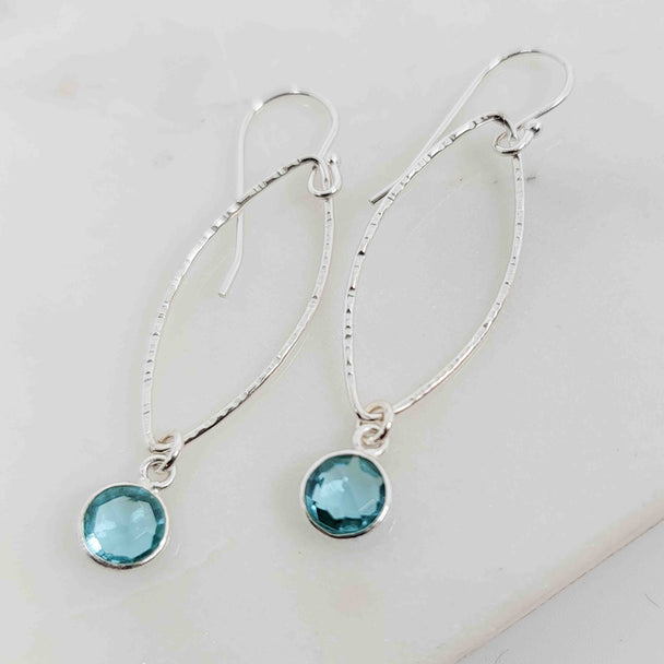 Round Blue Topaz Petal Earrings