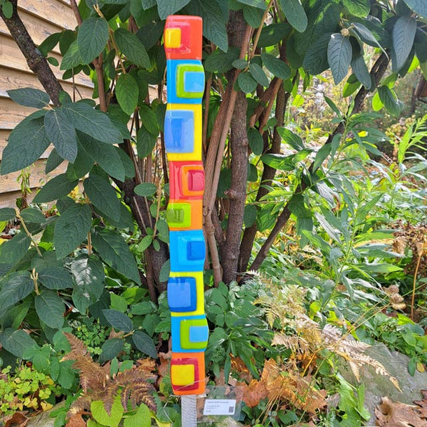Multi Colors Glass Off Center Garden Totem