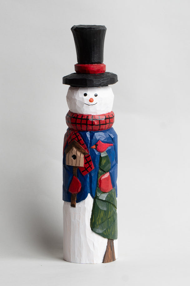 Snowman With Tree and Birdhouse