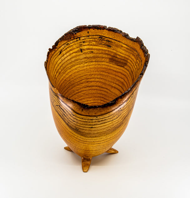 Red Oak Vase with Feet