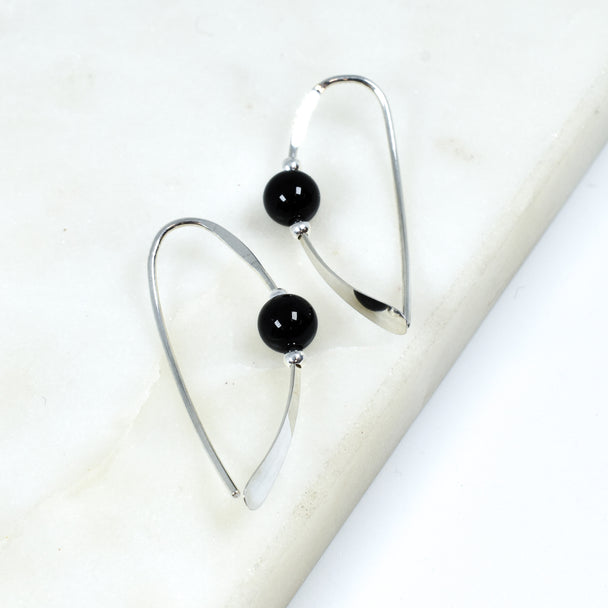 Sterling Silver Earring With Onyx