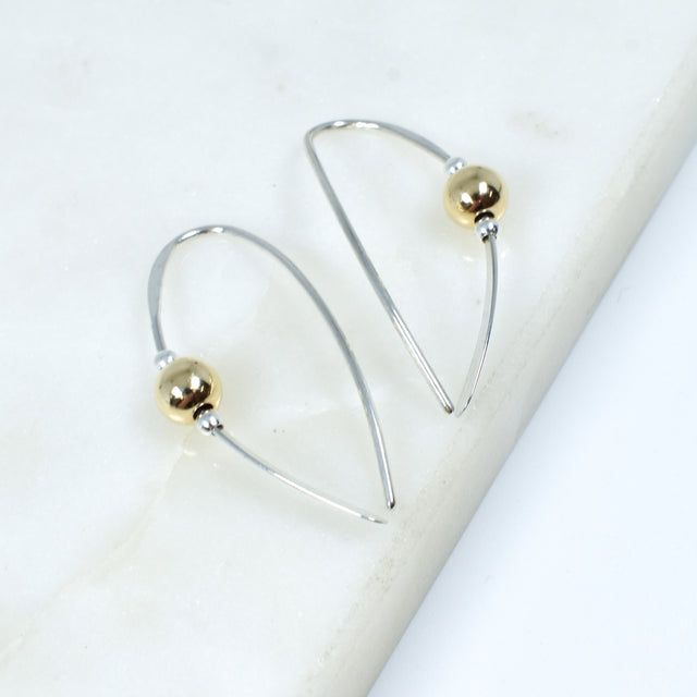 Sterling Silver Earring With Gold Ball