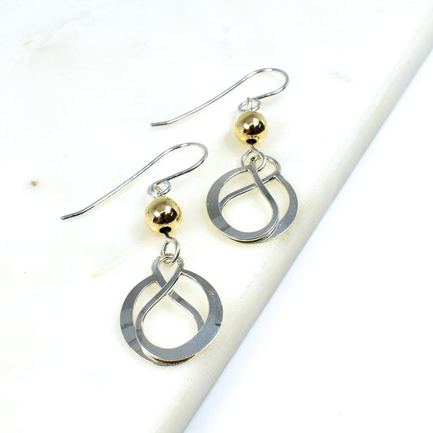 Silver Earring With Gold Ball