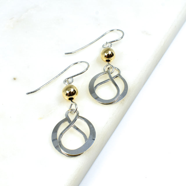 Silver Earring With Gold Ball