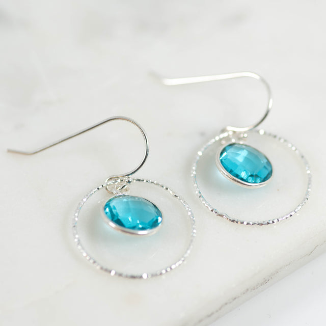 Blue Topaz Sparkle Halo Gemstone Earrings