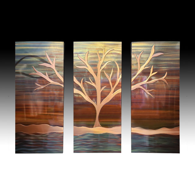 32" x 60" Evening Tree Triptych