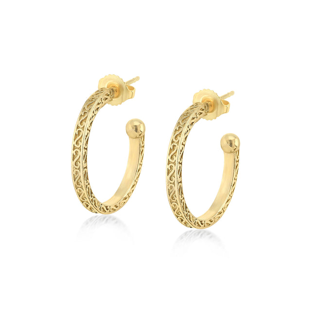 Classic Engraved Gold Vermeil Hoops