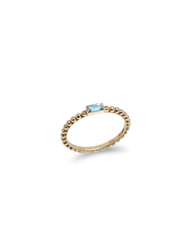 Swiss Blue Topaz Baguette Dew Drop Stacker Ring