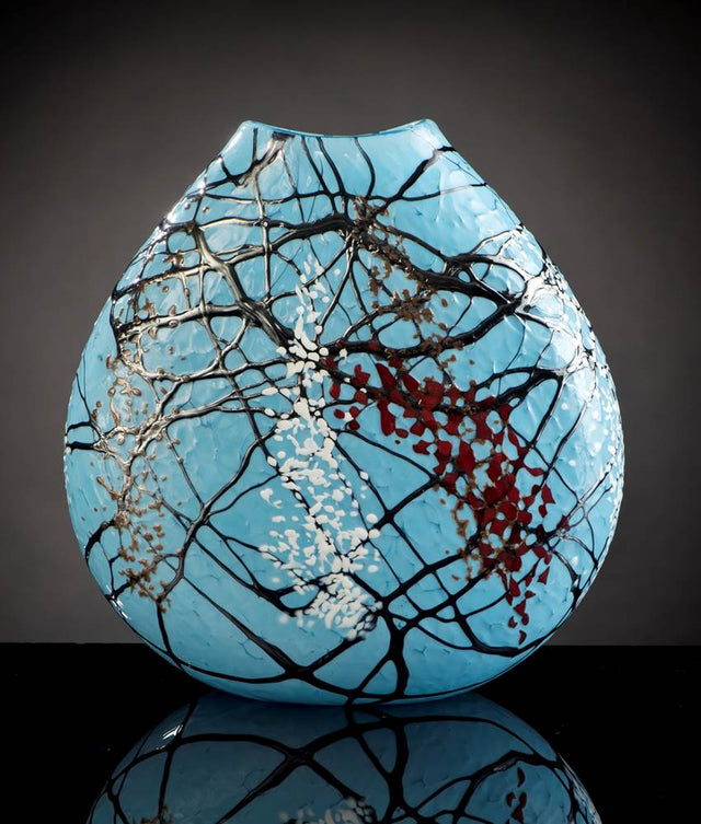 Turquoise Silver Flat Vase