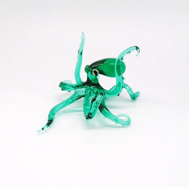 Teal Octopus Glass Sculpture