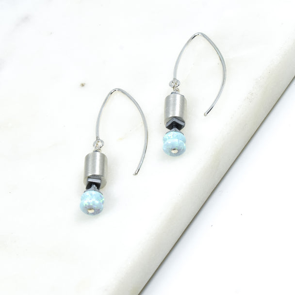 Opal and Sterling Silver Earring