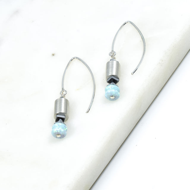 Opal and Sterling Silver Earring