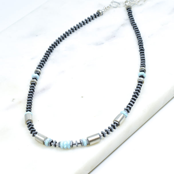 Opal Hematine Silver Necklace