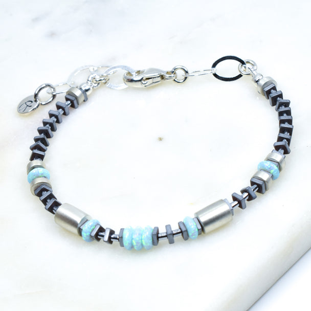 Opal Hematine Silver Bracelet