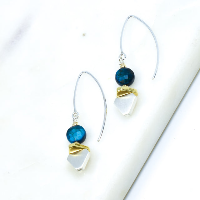 Blue Tigers Eye Earrings