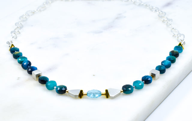Blue Tigers Eye and Apatite Necklace