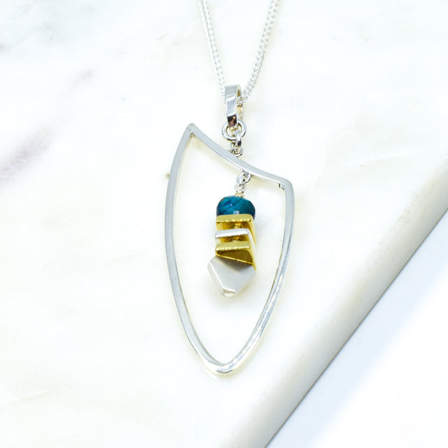 Blue Tigers Eye and Apatite Pendant Necklace