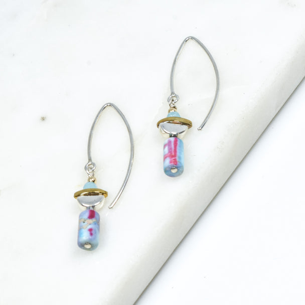 Rainbow Jasper and Aqua Chalcedony Earrings