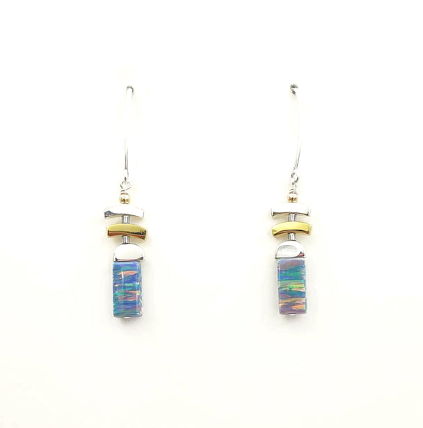 Opal and Vermeil Sterling Silver Earrings