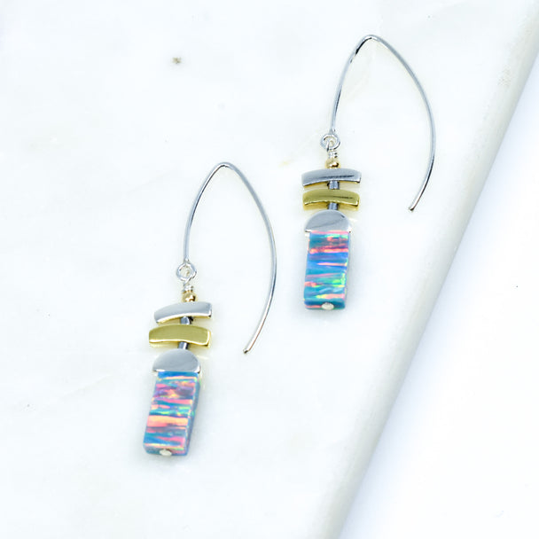 Opal and Vermeil Sterling Silver Earrings