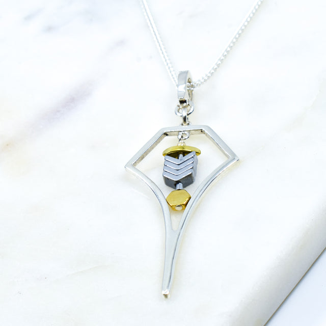 Chevron Hematine Pendant Necklace