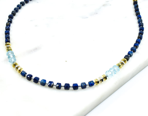 Lapis and Swiss Blue Topaz Necklace