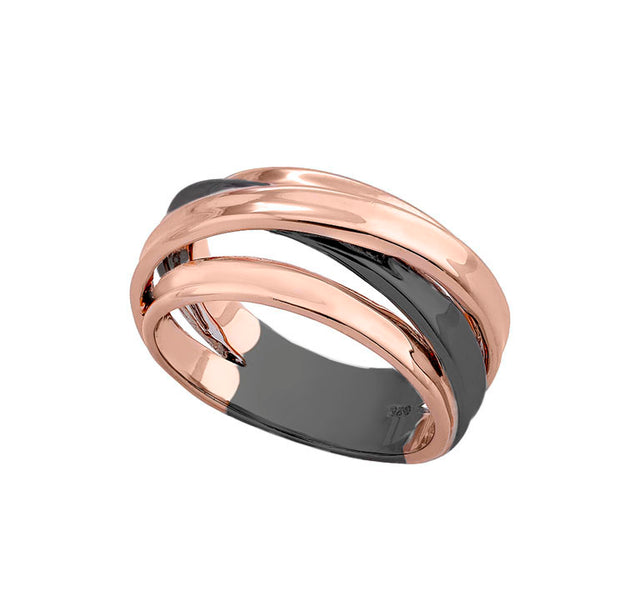 Pink Gold and Black Bridge Ring