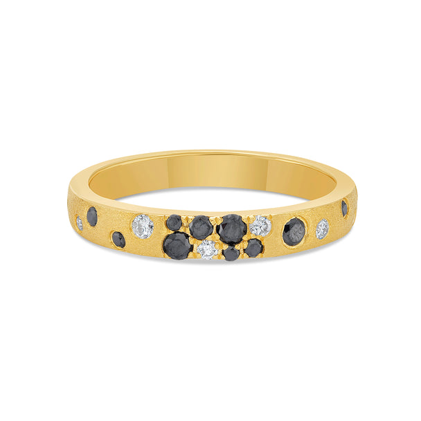 Black and White Diamond Narrow Flush Set Ring
