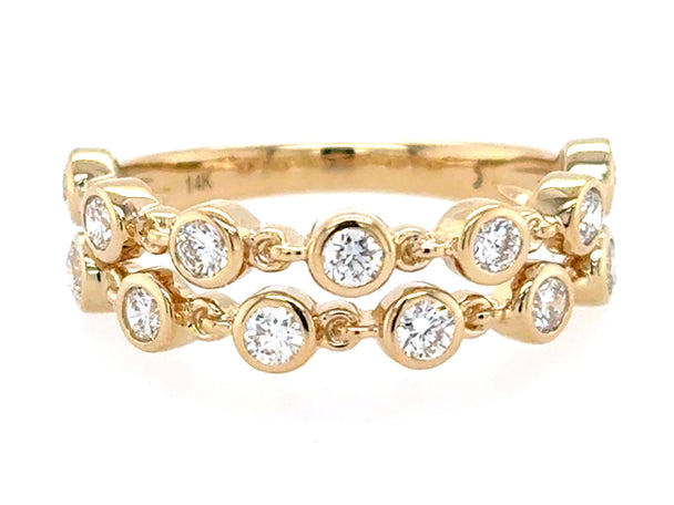 Diamond Two Row Bubble Ring
