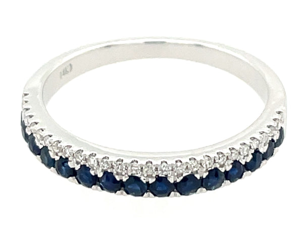 Sapphire and Diamond Double Row Ring