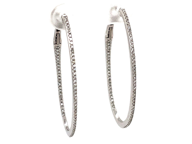 Diamond Oval Hoop Earrings