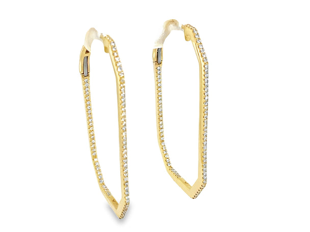 Diamond Rectangle Inside Outside Hoop Earrings