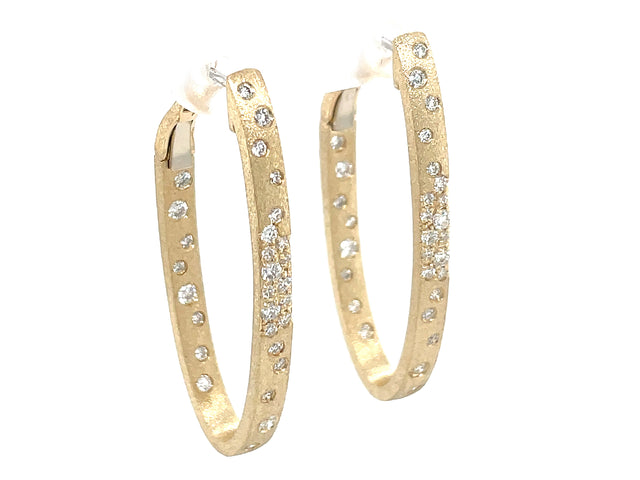 Diamond Oval Hoop Earrings