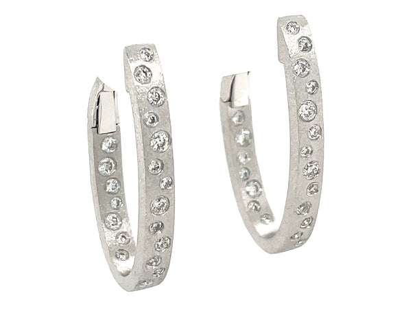 Diamond Oval Hoop Earrings