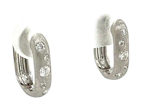 Diamond Burnish Set Cushion Huggy Earring