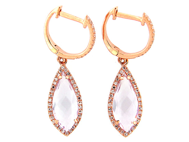 Pink Amethyst and Diamond Drop Earrings