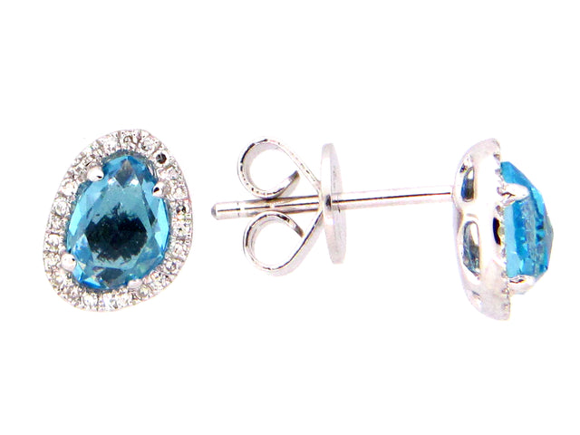 Swiss Blue Topaz and Diamond Earrings