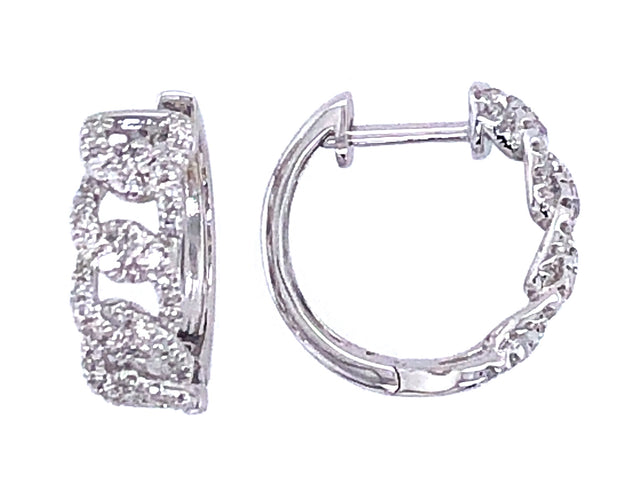 Diamond Pave Link Hoop Earrings