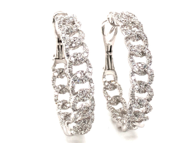 Diamond Link Hoop Earrings