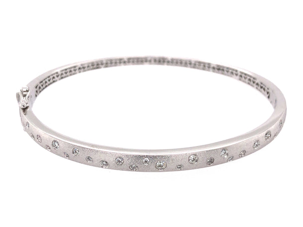 Narrow Scattered Diamond Flush Set Bangle