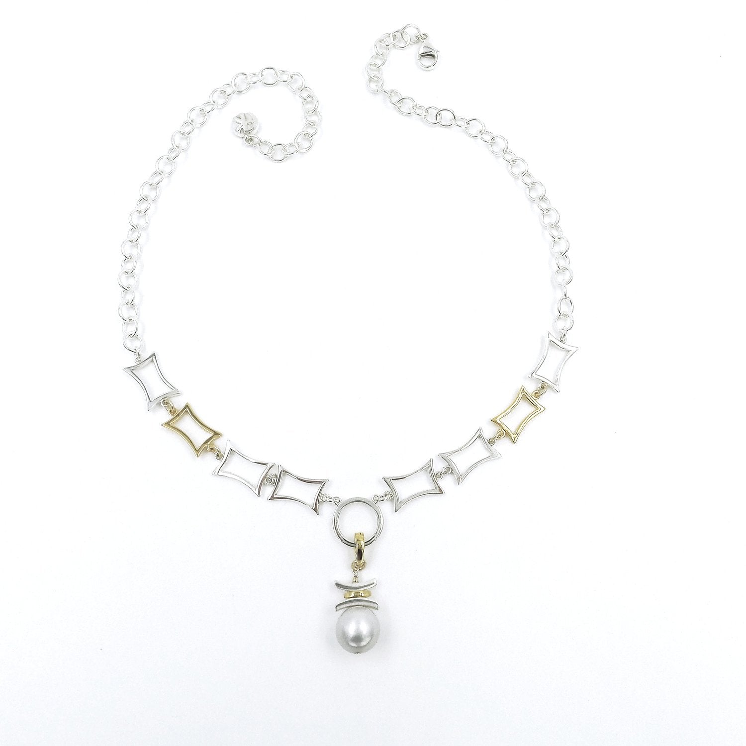 Hourglass Chain with Platinum Shell Pearl Pendant Necklace – Plum ...