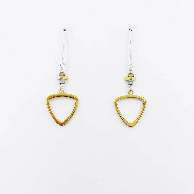 Silver with Drop Gold Vermeil Triangle Earrings